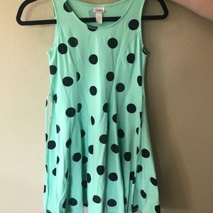 Mint green polka dot dress from Justice.